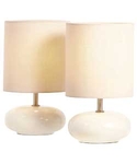 Lampara Pebble Ceramic Lamp, Lamparas de sobre mesa Anunciado en TV (Pack 2 - Blanco)