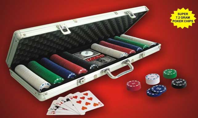 Pokerchips Pokerkoffer Metallkern Pokerset Cash-Game Alu 300/500 Chips Profi 